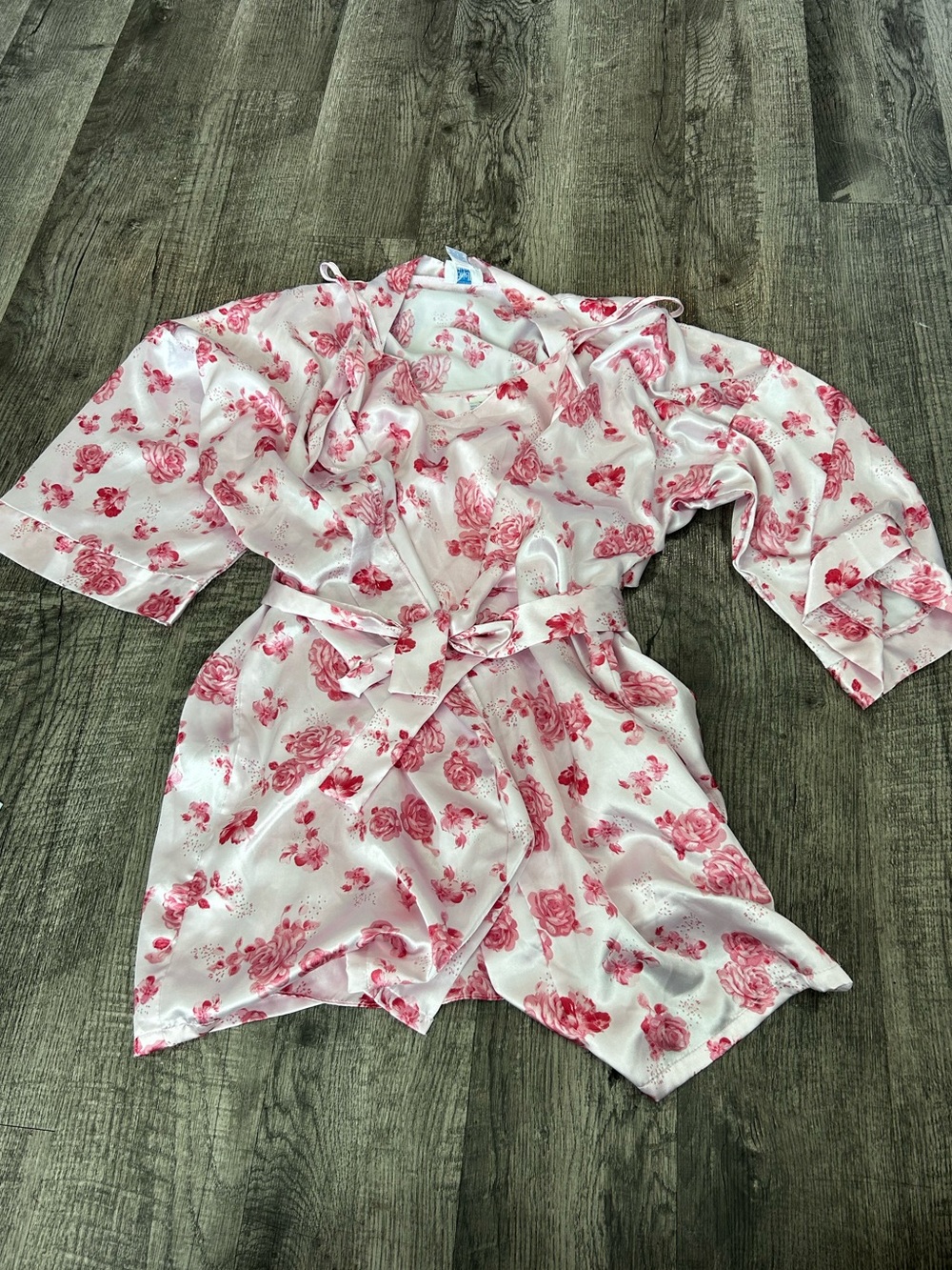Floral Satin Robe and Slip Dress in Pink - Women's Lounge Wrap